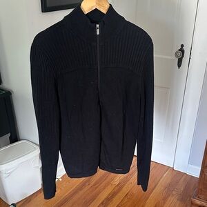 Michael Kors Men's Black Zip-Up Sweater
